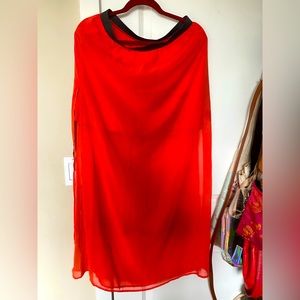 Bright Orange sheer maxi skirt with attached underskirt